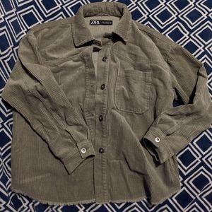 Zara Corduroy Overshirt Khaki